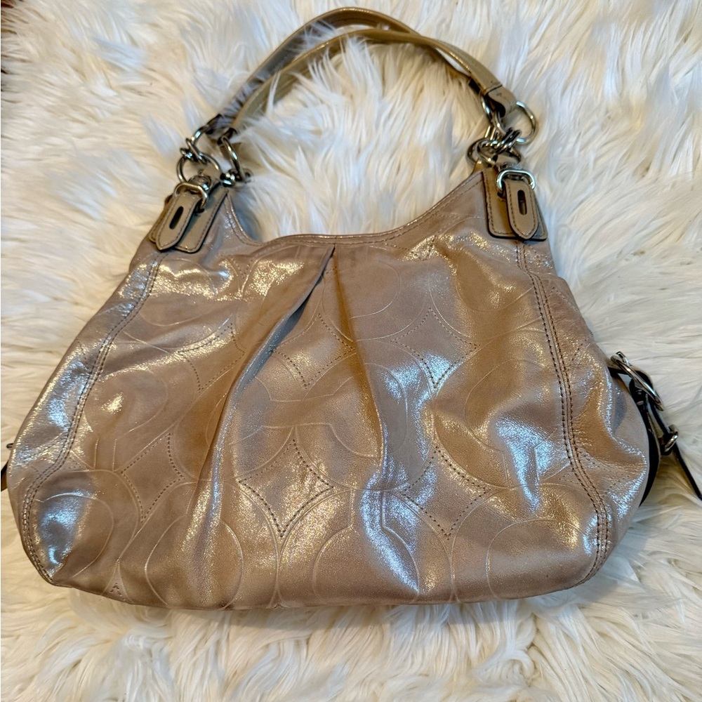 Coach dust-suede shimmery shoulder bag